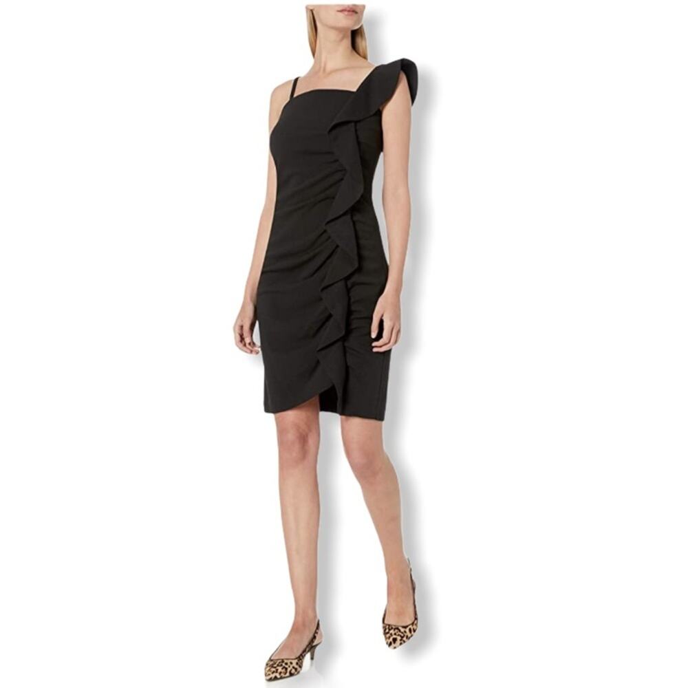 Sam Edelman Black Waterfall Ruffle Mini Dress Size 8 NWT